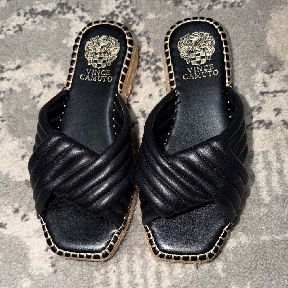Vince Camuto Black Quilted Sandals